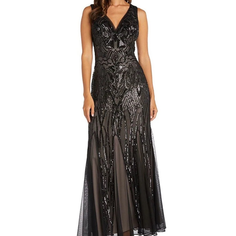 R&M Richards Beaded Black Gown